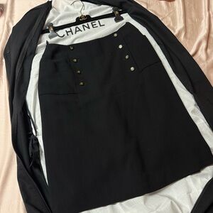 Vintage Chanel 97P CC logo black mini skirt 42